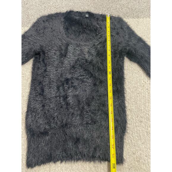 Anthropologie Knitted & Knotted Eyelash Sweater Womens Small 1/2 Sleeve Black - Picture 4 of 13